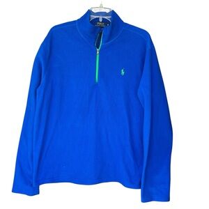 Mens Polo Ralph Lauren Performance Fleece Blue 1/4 Zip Jacket Size XL
